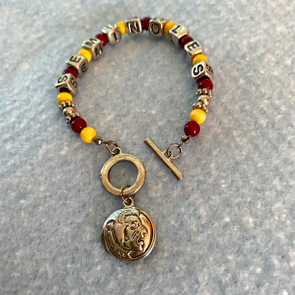 FSU Beaded Bracelet with charm